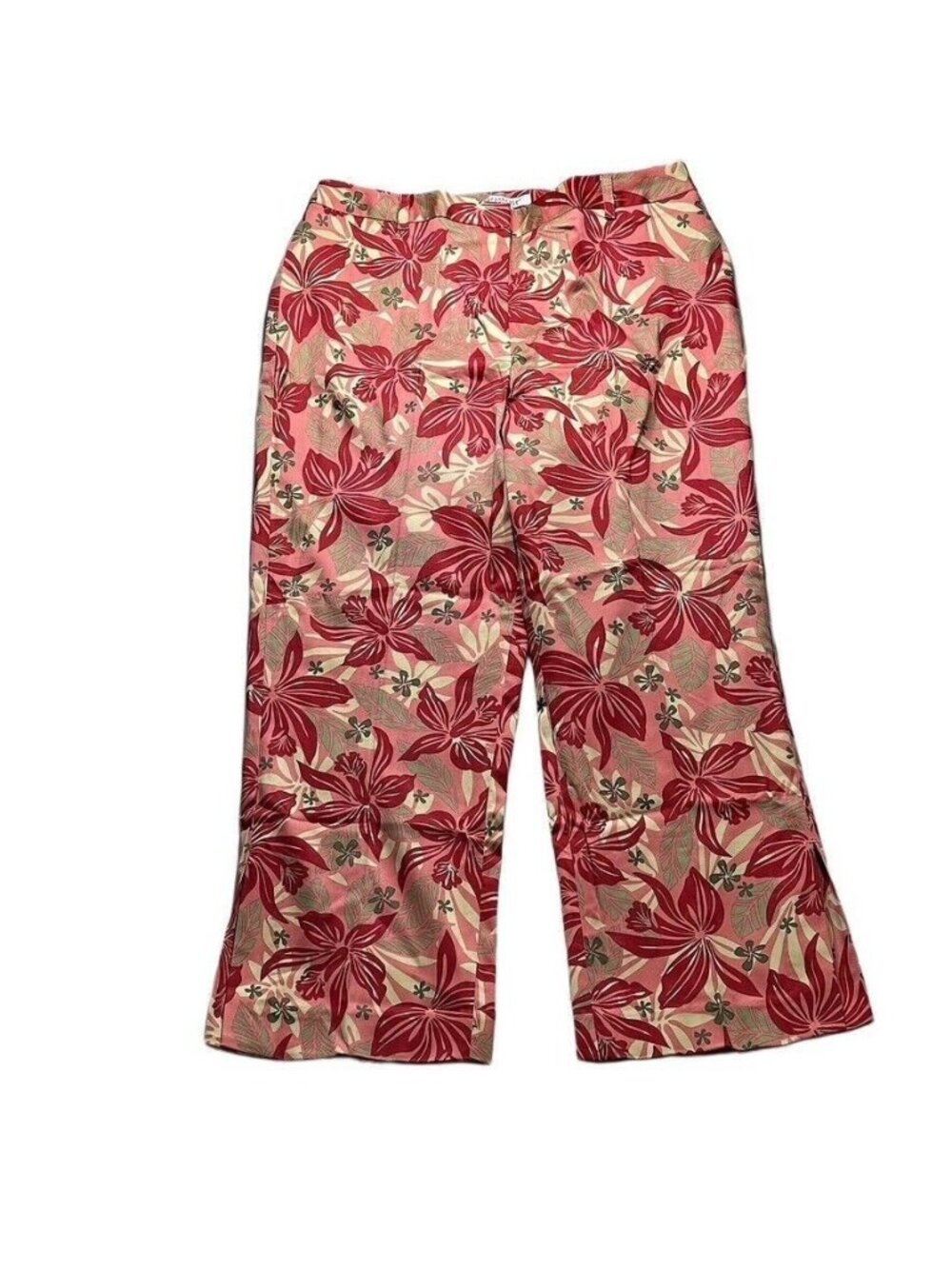 Womens Paraphrase Floral Wide-Leg Capris Pants Size 10 Pink & Red